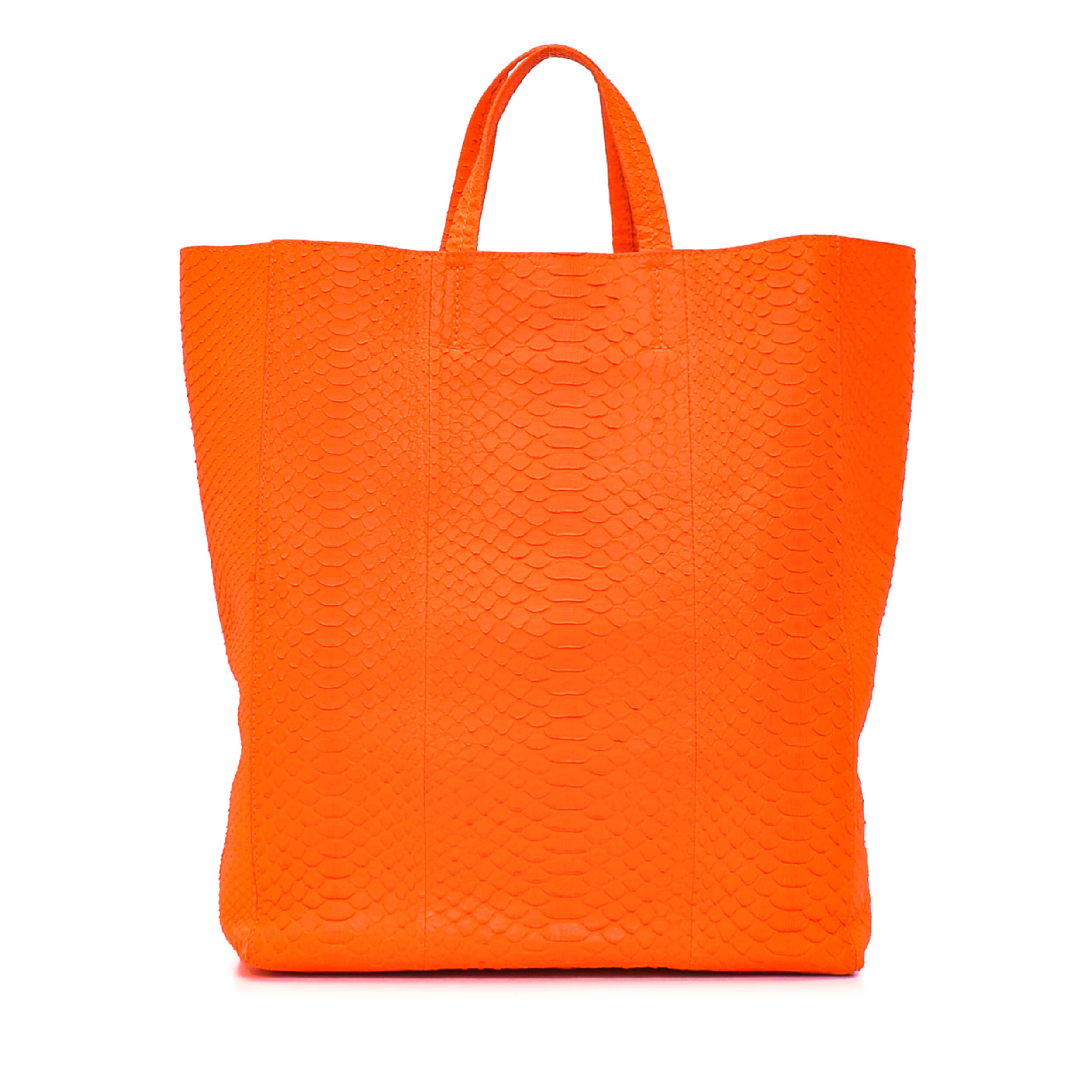 Celine - Neon Orange Pyhton Leather Shopper Bag